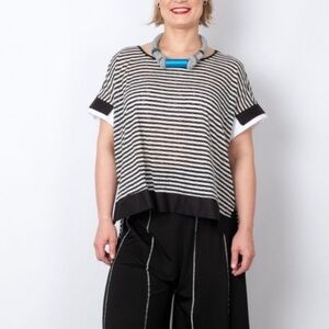 OZAI N KU Black and White Striped Happening Top